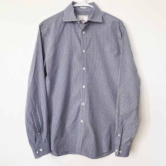 Todd Snyder Other - Todd Snyder Mens 15.5 34/35 Button Down Long Sleeve Navy Gingham Check Shirt